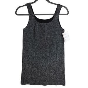 Tees by Tina NWT‎ Silver sparkling O/S top Stretchy Scoop Neck Tanktop Sexy Glam